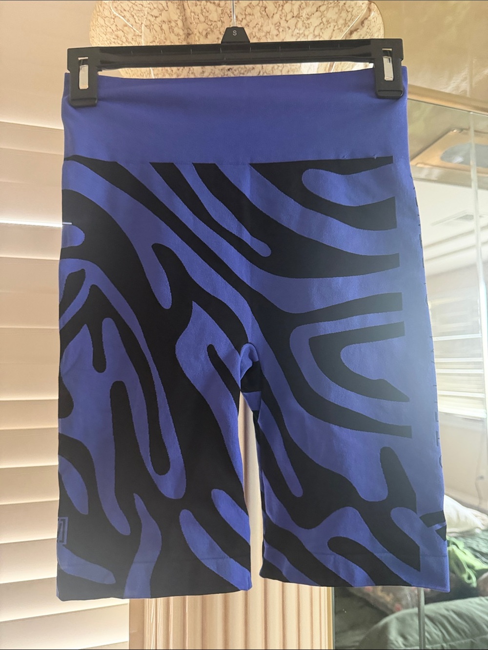 Stella McCartney Black and Blue Zebra-Print Bike Shorts